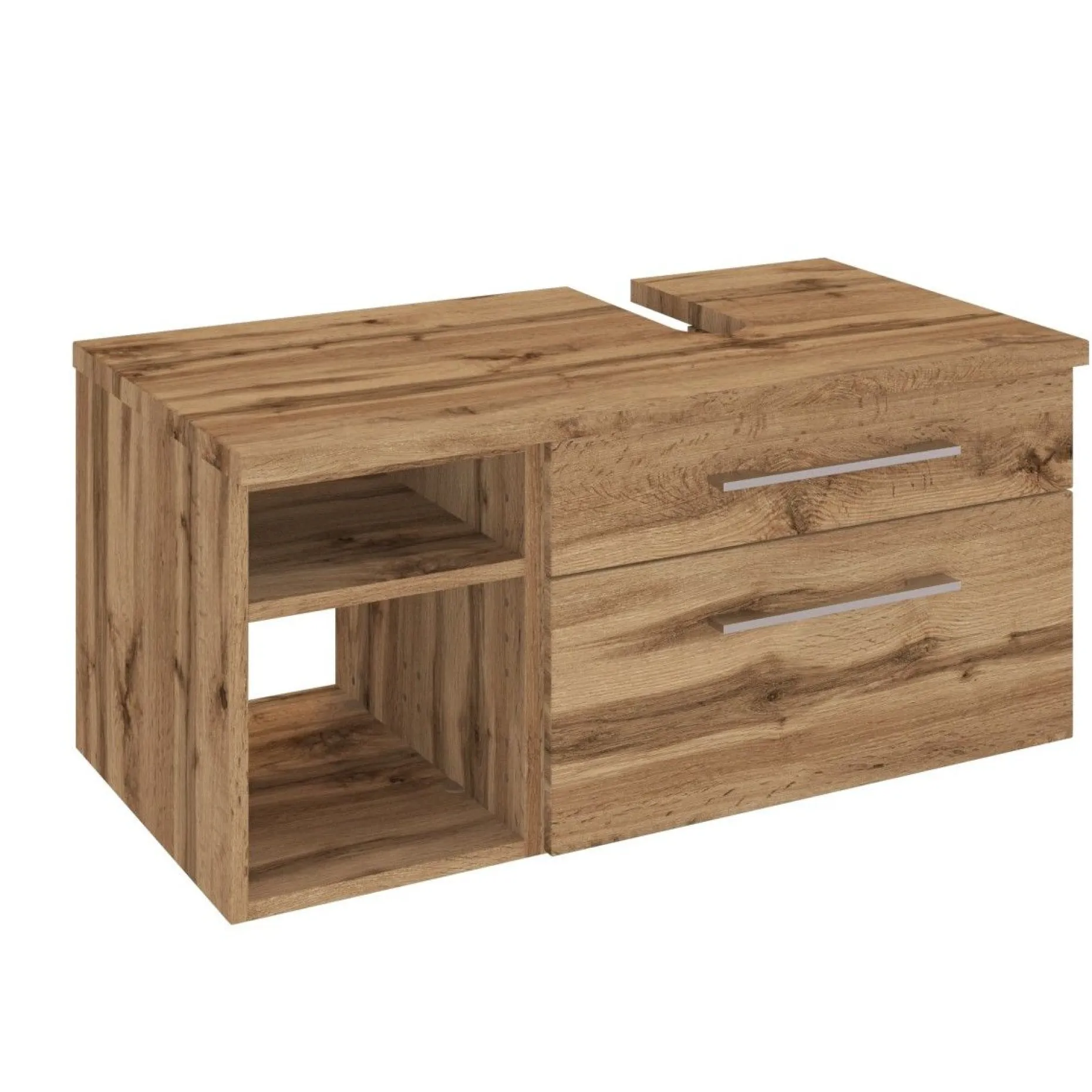 Waschbeckenschrank Dasa (rechts) 90cm mit 2 Schubladen - Eiche wotan