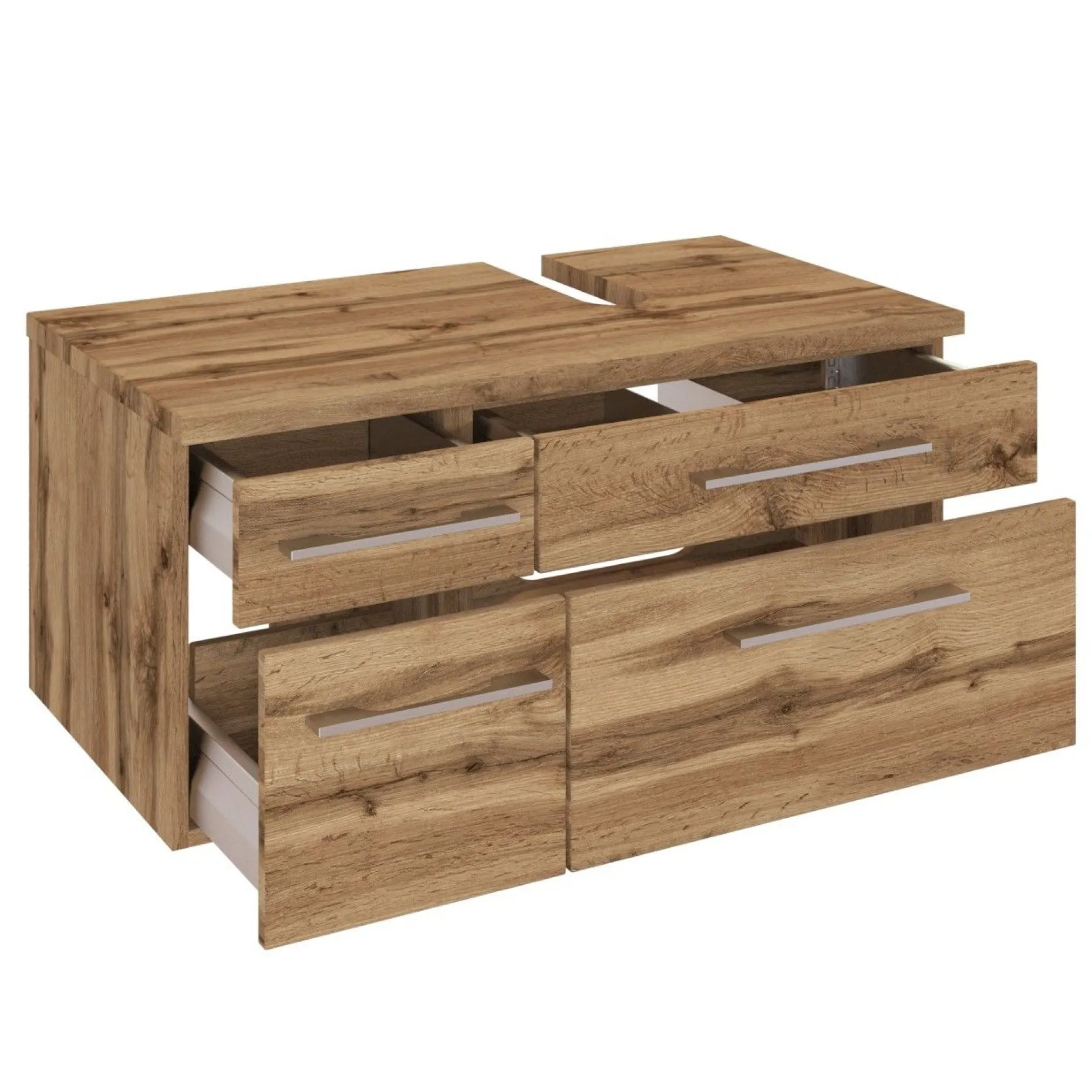 Waschbeckenschrank Dasa (rechts) 90cm mit 4 Schubladen - Eiche wotan