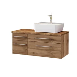 Waschbeckenschrank Dasa (rechts) 90cm mit 4 Schubladen - Eiche wotan