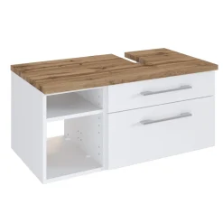 Waschbeckenschrank Dasa (rechts) 90cm mit 2 Schubladen - weiß