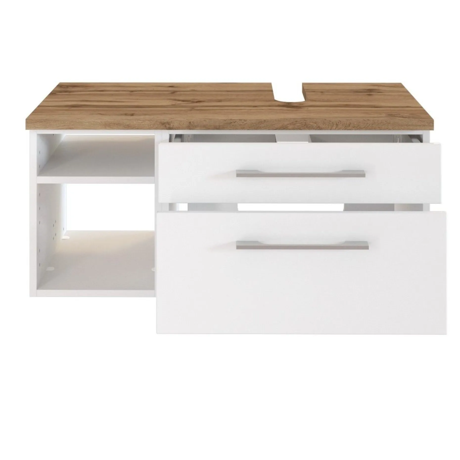 Waschbeckenschrank Dasa (rechts) 90cm mit 2 Schubladen - weiß