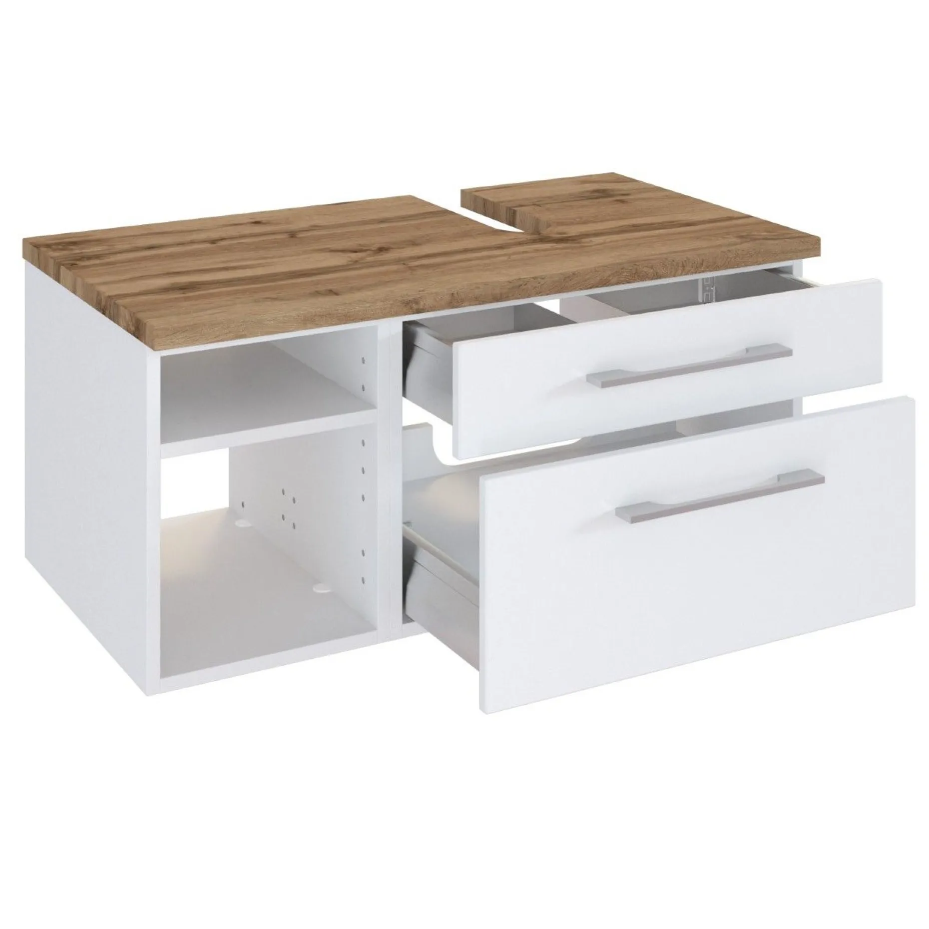 Waschbeckenschrank Dasa (rechts) 90cm mit 2 Schubladen - weiß