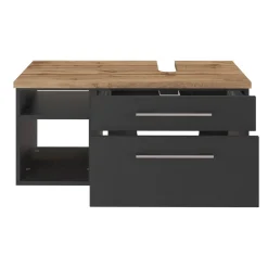 Waschbeckenschrank Dasa (rechts) 90cm mit 2 Schubladen - graphit/mattgrau
