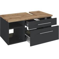 Waschbeckenschrank Dasa (rechts) 90cm mit 2 Schubladen - graphit/mattgrau