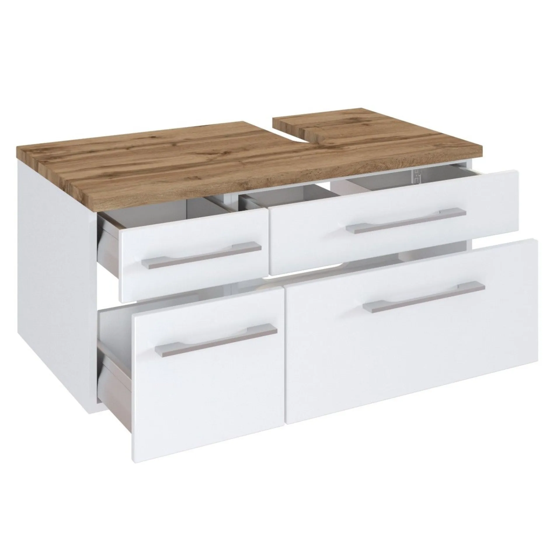 Waschbeckenschrank Dasa (rechts) 90cm mit 4 Schubladen - weiß