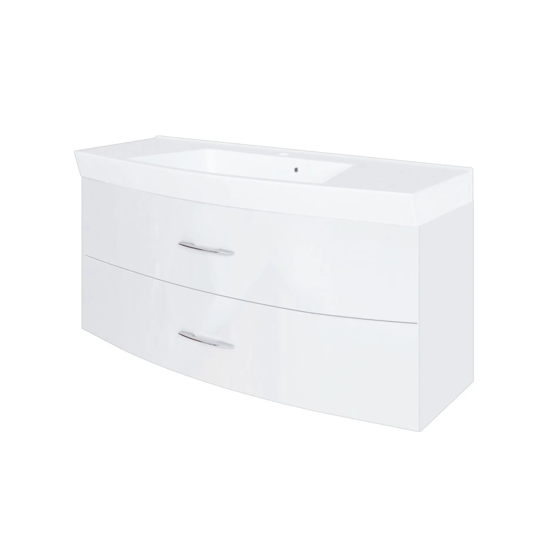 Waschbeckenschrank Florent gebogen 120cm 2 Schubladen - weiß