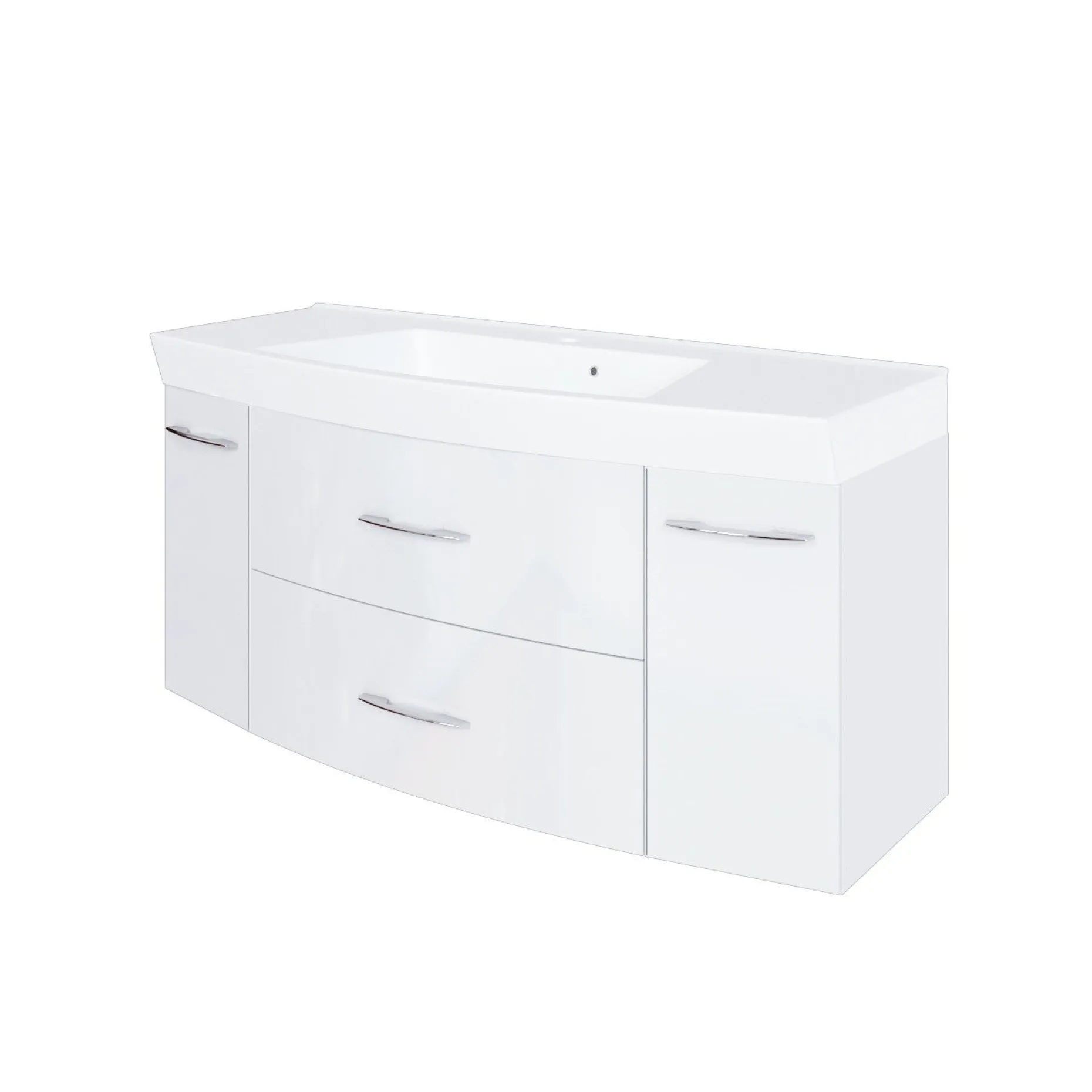 Waschbeckenschrank Florent gebogen 120cm 2 Schubladen und 2 Türen - weiß