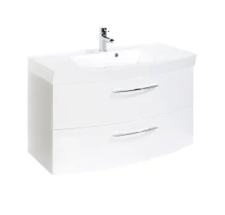 Waschbeckenschrank Florent gebogen 100cm 2 Schubladen - weiß