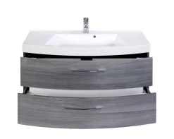 Waschbeckenschrank Florent gebogen 120cm 2 Schubladen - graphit/graue Eiche