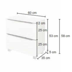 Waschbeckenschrank Hansen 60cm 2 Schubladen - weiß