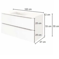 Waschbeckenschrank Hansen 100cm 2 Schubladen - weiß
