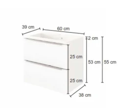 Waschbeckenschrank Hansen L60xD39cm 2 Schubladen - weiß