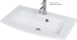 Waschbeckenschrank Kornel 80cm weißes Waschbecken - Eiche