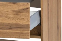 Waschbeckenschrank Kornel 80cm weißes Waschbecken - Eiche