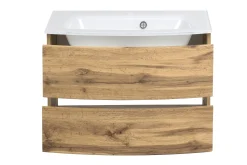 Waschbeckenschrank Kornel 80cm weißes Waschbecken - Eiche