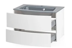 Waschbeckenschrank Kornel 80cm grau Waschbecken - weiß