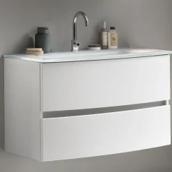 Waschbeckenschrank Kornel 80cm weißes Waschbecken - weiß