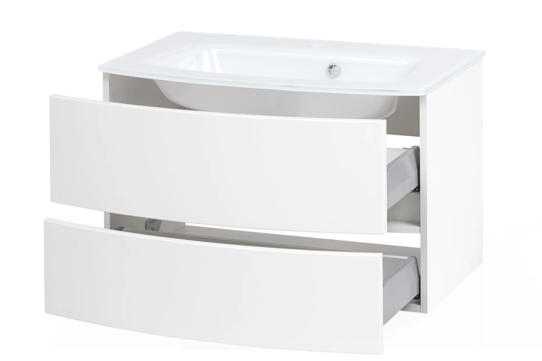 Waschbeckenschrank Kornel 80cm weißes Waschbecken - weiß