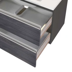 Waschbeckenschrank Lotuk 80cm 2 Schubladen - Eiche grau