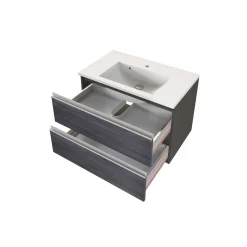 Waschbeckenschrank Lotuk 80cm 2 Schubladen - Eiche grau