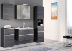 Waschbeckenschrank Lotuk 80cm 2 Schubladen - Eiche grau