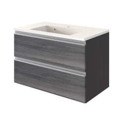 Waschbeckenschrank Lotuk 80cm 2 Schubladen - Eiche grau