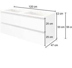 Waschbeckenschrank Lotuk 120cm 4 Schubladen - Eiche grau