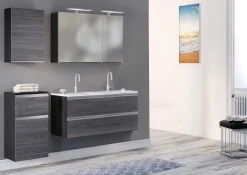 Waschbeckenschrank Lotuk 120cm 4 Schubladen - Eiche grau