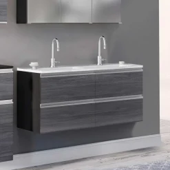 Waschbeckenschrank Lotuk 120cm 4 Schubladen - Eiche grau