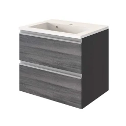 Waschbeckenschrank Lotuk L60xT48cm mit 2 Schubladen - Eiche grau