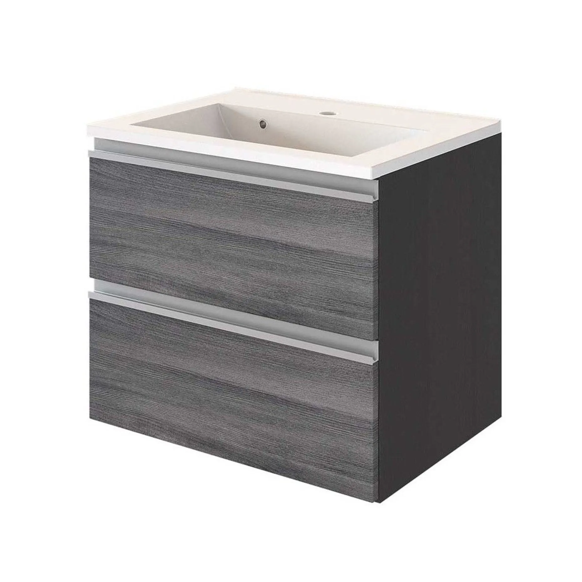 Waschbeckenschrank Lotuk L60xT48cm mit 2 Schubladen - Eiche grau
