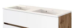 Waschbeckenschrank Luna 120cm mit Doppelwaschbecken und 4 Schubladen - Eiche/Weiß