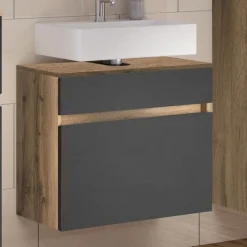 Waschbeckenschrank Luna 60cm 1 Schublade - Eiche/grau