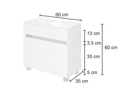 Waschbeckenschrank Luna 60cm 1 Schublade - Eiche/Weiß