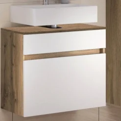 Waschbeckenschrank Luna 60cm 1 Schublade - Eiche/Weiß