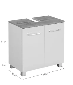 Waschbeckenschrank Pares 60cm 2 Schubladen - weiß/wotan eiche