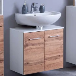 Waschbeckenschrank Pares 60cm 2 Schubladen - weiß/wotan eiche