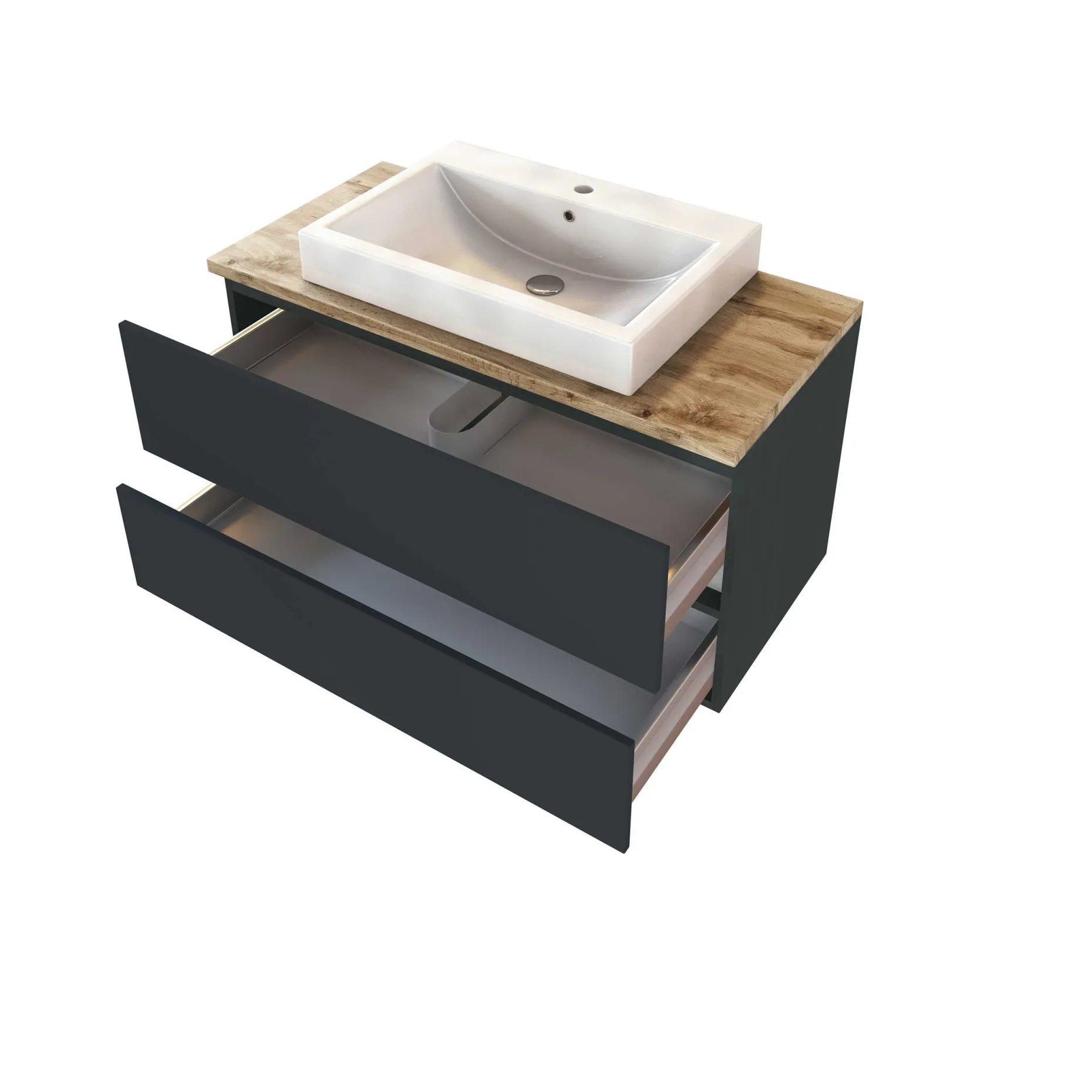 Waschbeckenschrank Pisca 100cm 2 Schubladen - graphit