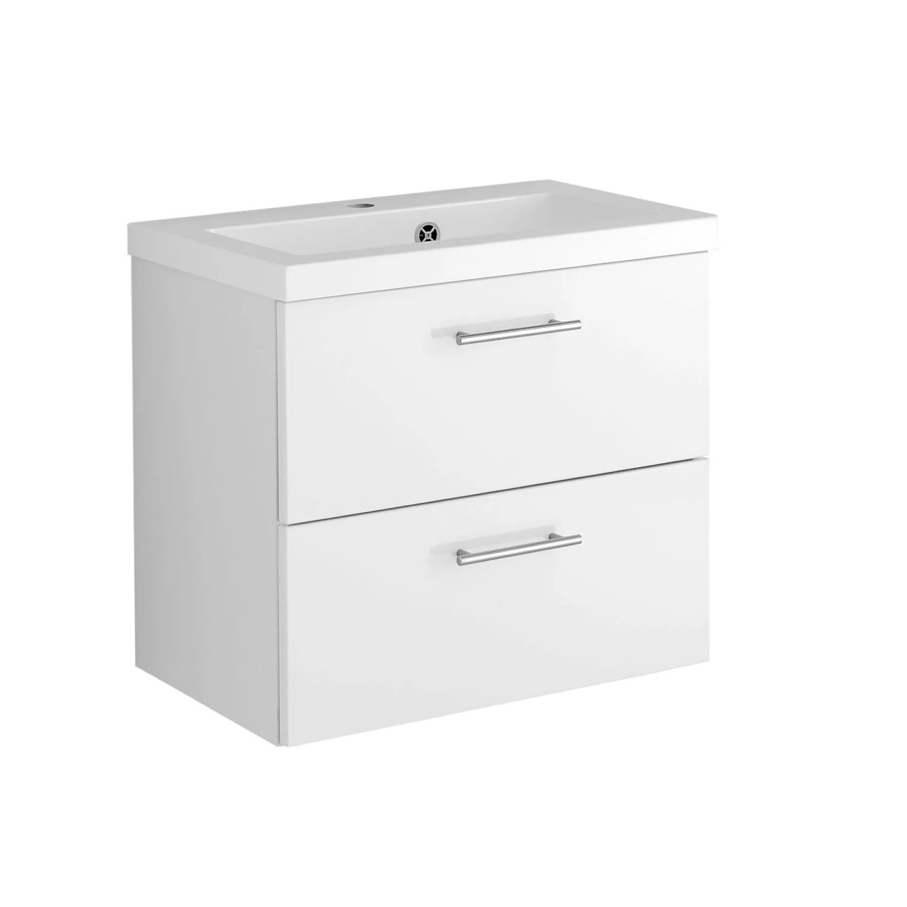 Waschbeckenschrank Pollet 60cm 2 Schubladen - weiß
