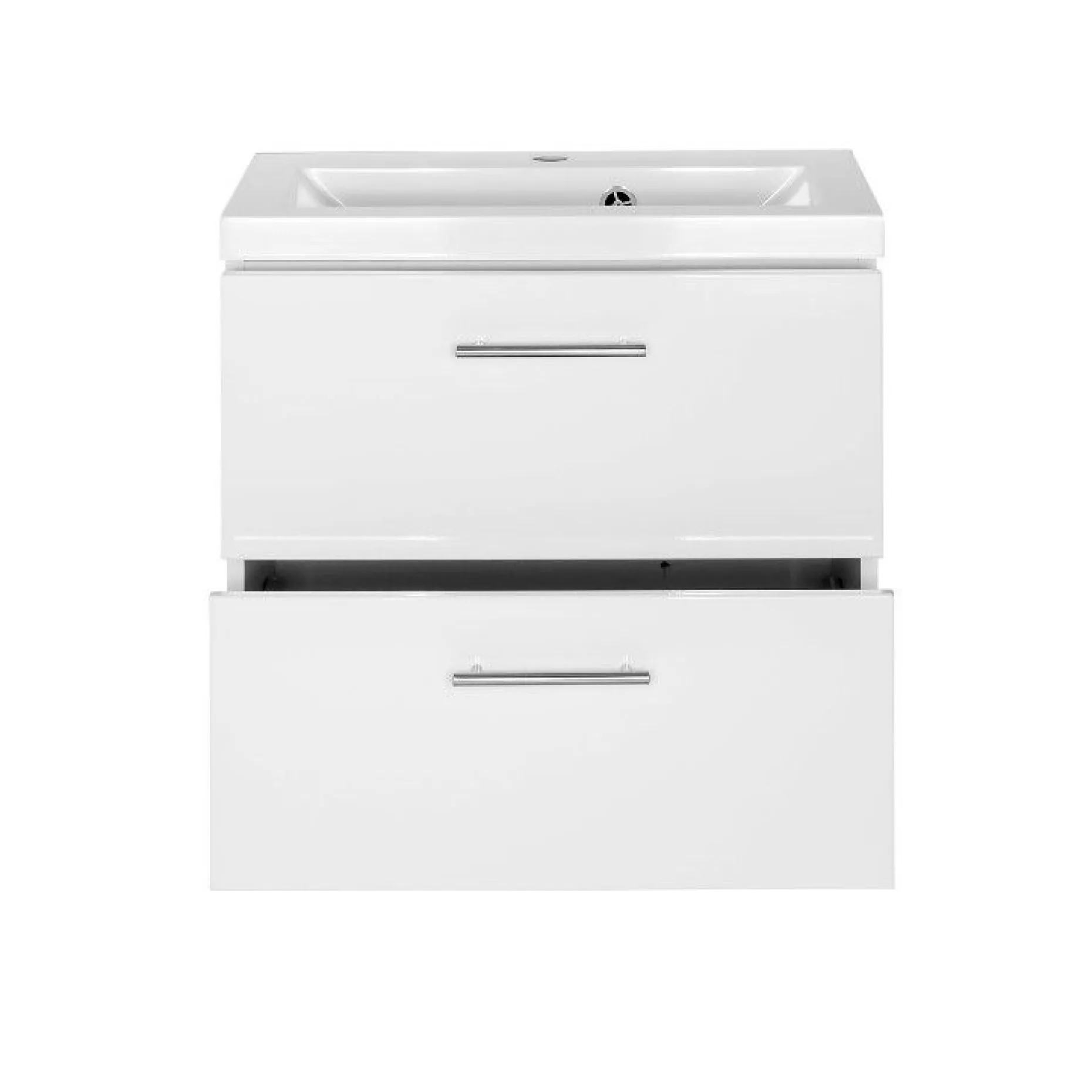 Waschbeckenschrank Pollet 60cm 2 Schubladen - weiß
