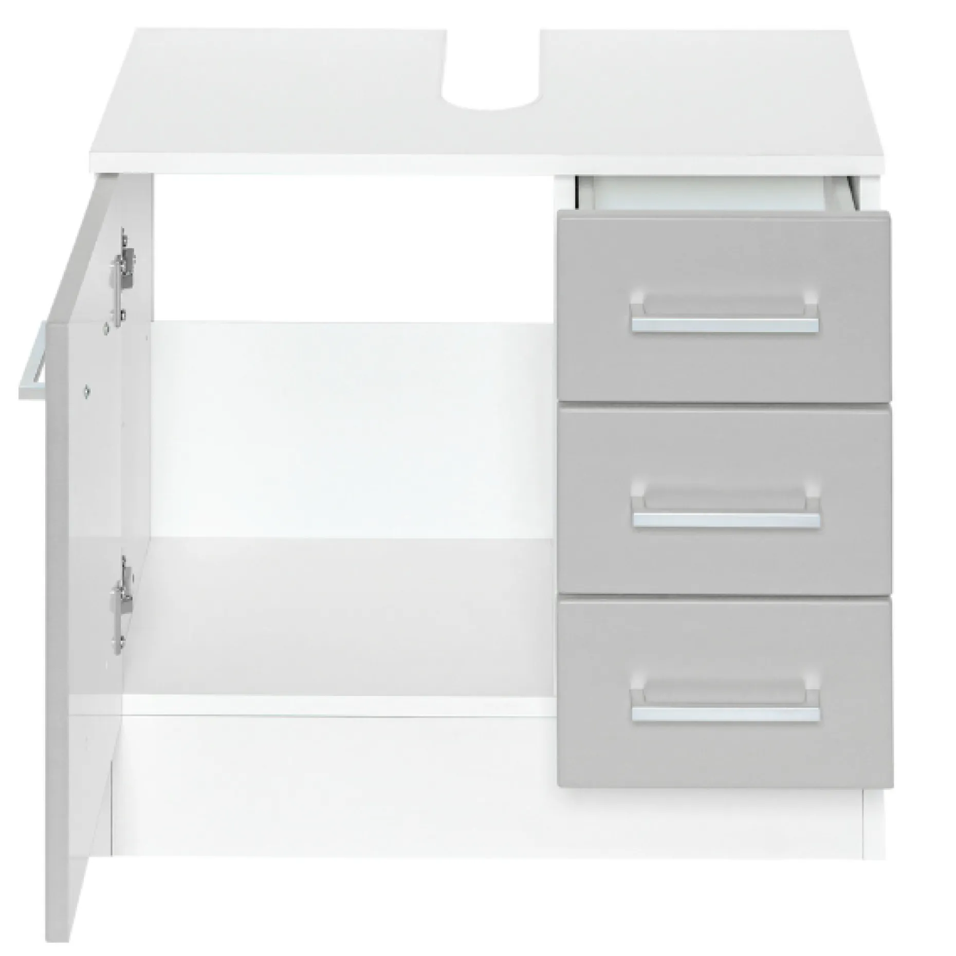 Waschbeckenschrank Ricca 60cm 1 Tür und 3 Schubladen - weiß/hellgrau