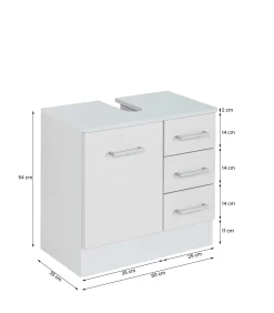 Waschbeckenschrank Ricca 60cm 1 Tür und 3 Schubladen - weiß