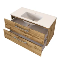 Waschbeckenschrank Sefa 100cm 2 Schubladen - Eiche wotan