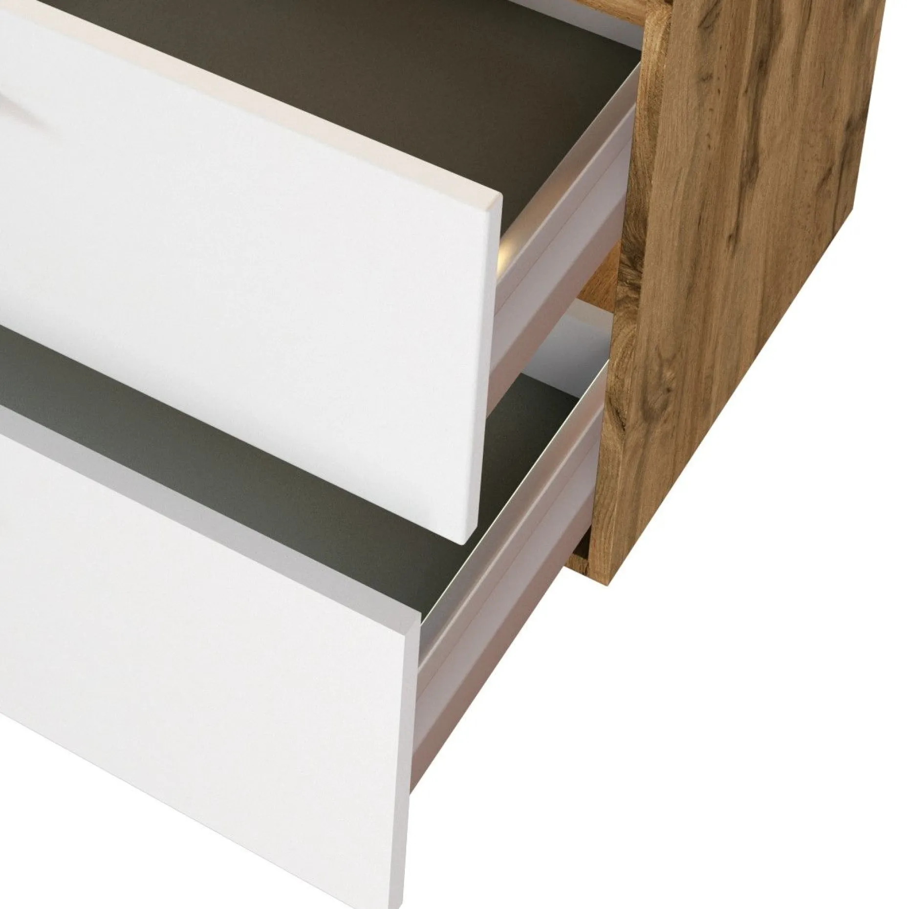 Waschbeckenschrank Sefa 100cm 2 Schubladen - Eiche/Weiß