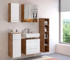 Waschbeckenschrank Sefa 60cm 1 Tür und 1 Schublade - Eiche/Weiß