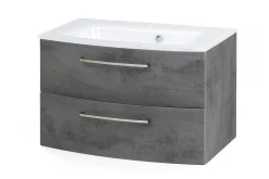 Waschbeckenschrank Stivan 80cm weißes Waschbecken - Beton