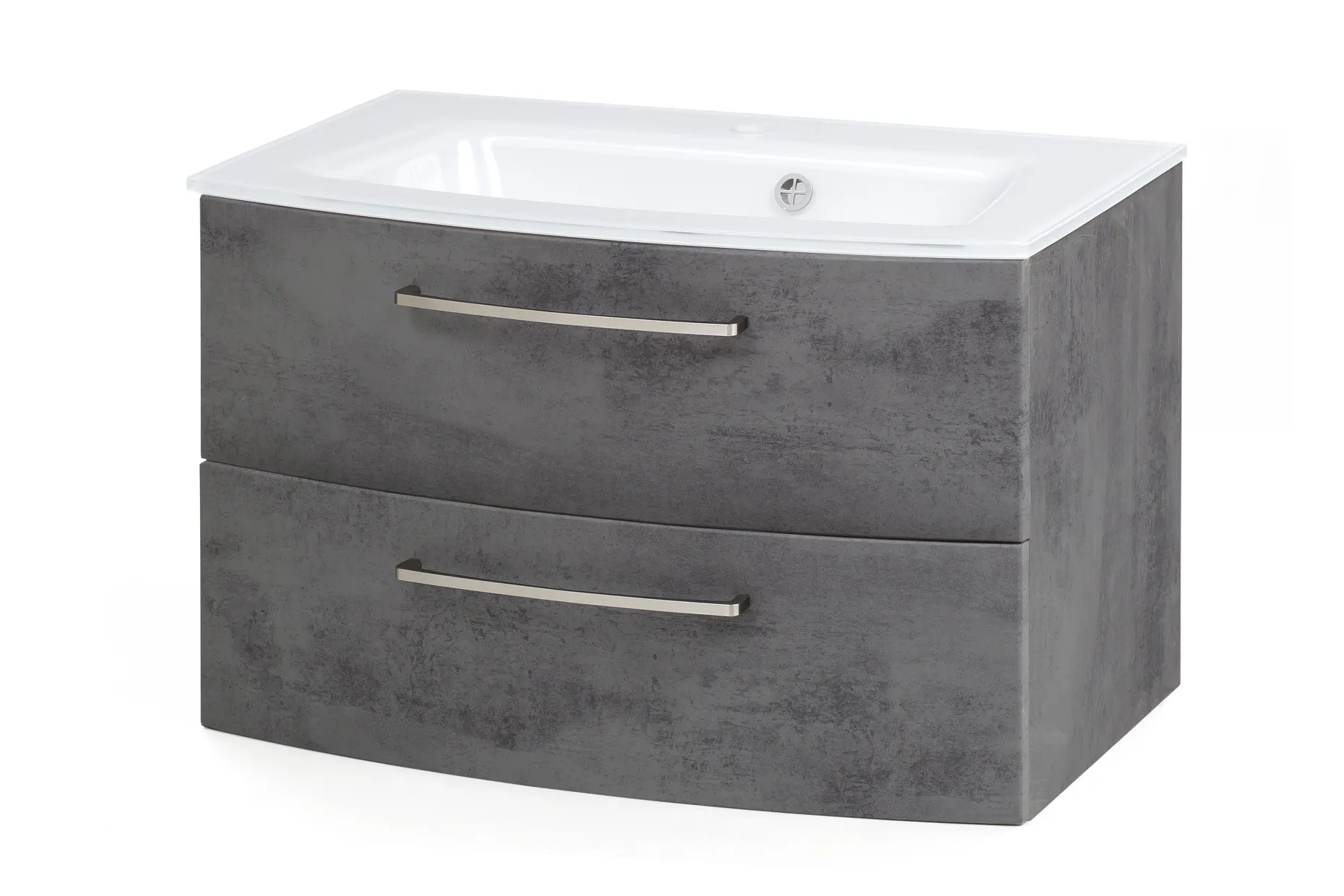 Waschbeckenschrank Stivan 80cm weißes Waschbecken - Beton