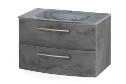 Waschbeckenschrank Stivan 80cm grau Waschbecken - Beton