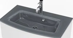 Waschbeckenschrank Stivan 80cm grau Waschbecken - weiß