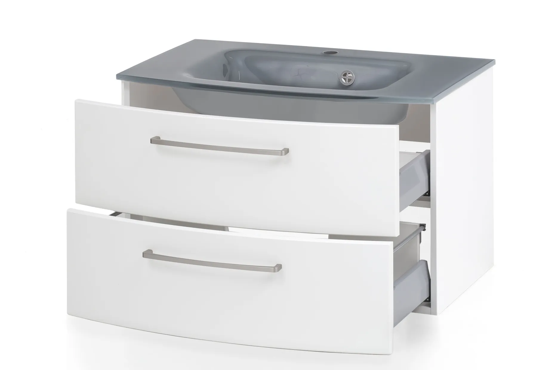 Waschbeckenschrank Stivan 80cm grau Waschbecken - weiß
